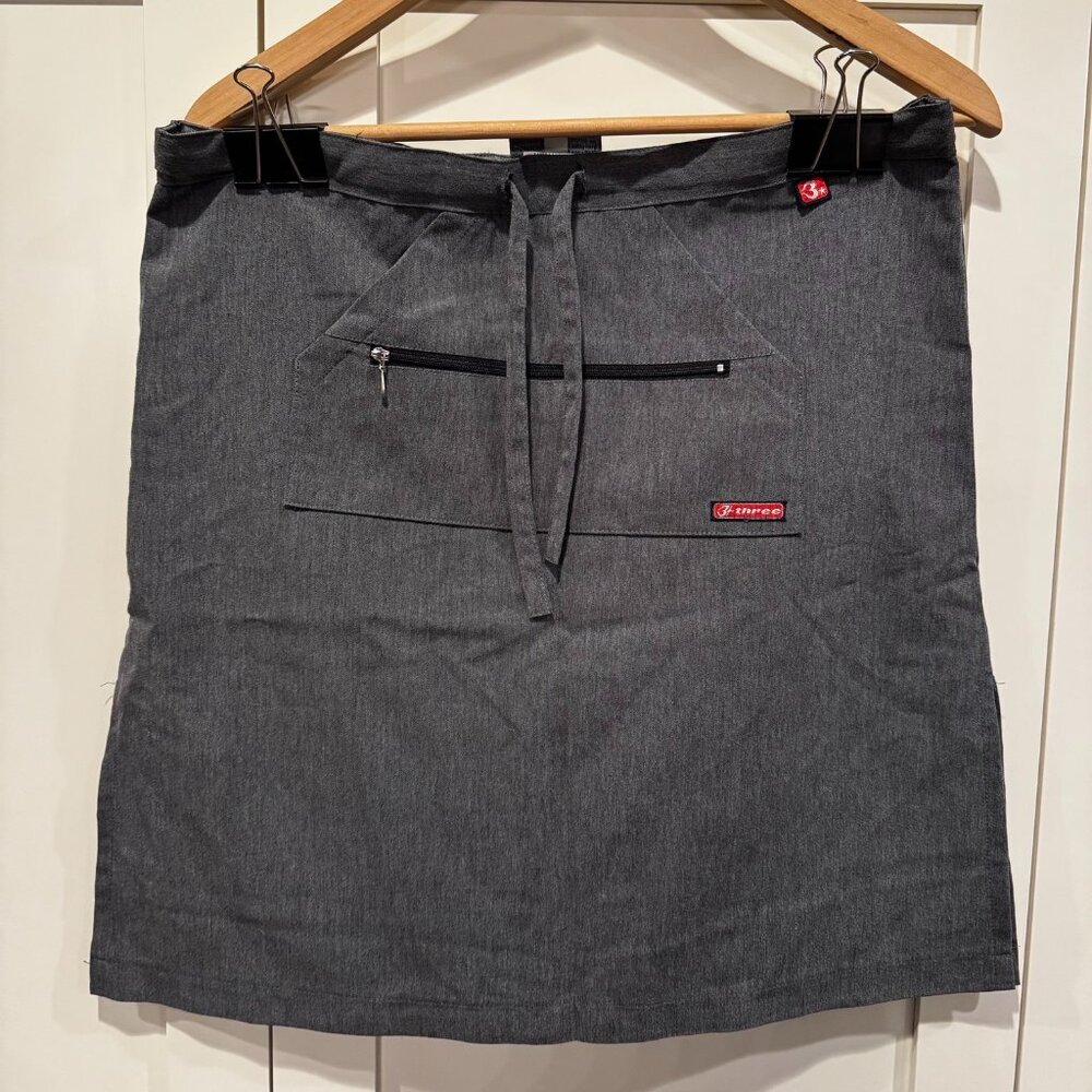 three clothing brand, grey skirt with front pocket